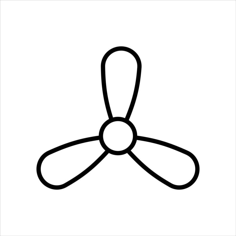 icon of a fan with three blades, symbolizing air circulation. vector