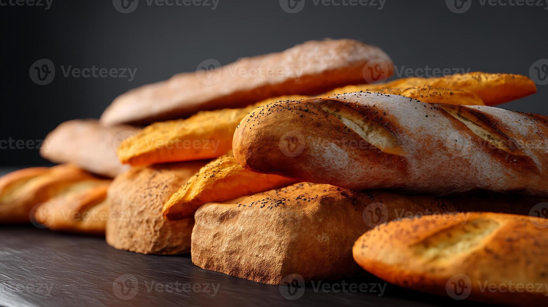 A stack of breads on a table photo