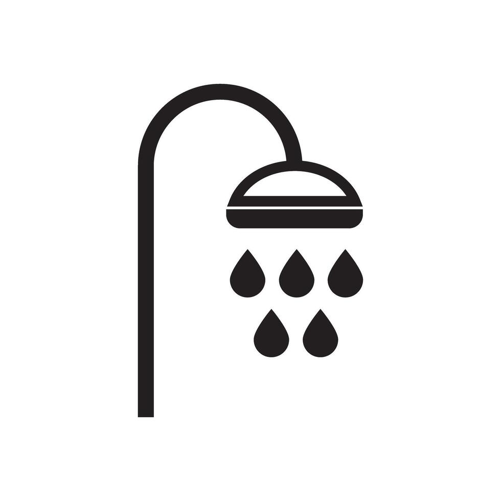 Shower head trickling water graphic icon. Douche sign isolated on white background. Shower or bathroom symbol. vector