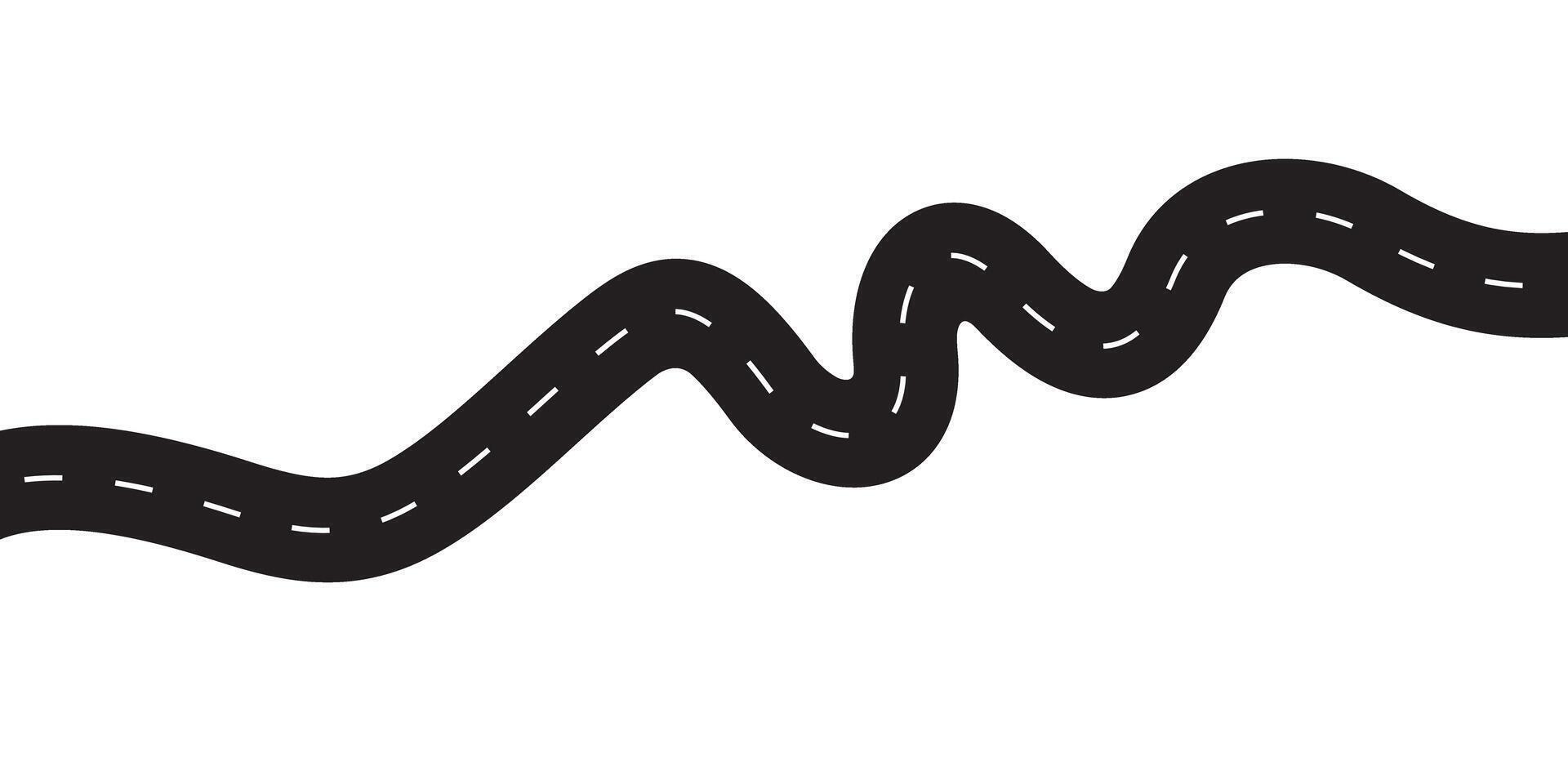 Curve asphalt road path. Highway winding route track. vector