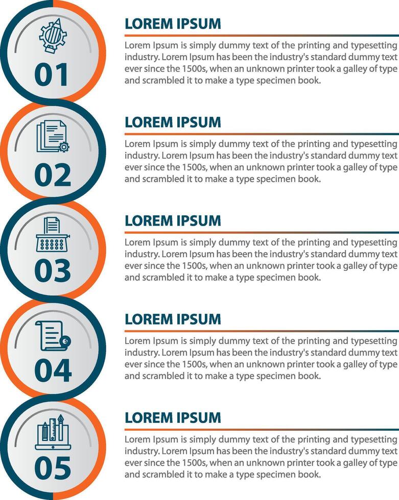 Five Step Infographic Element and Icon Design. vector