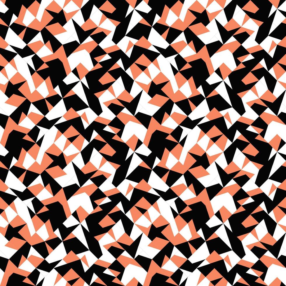 A black and white pattern with orange and white squares vector