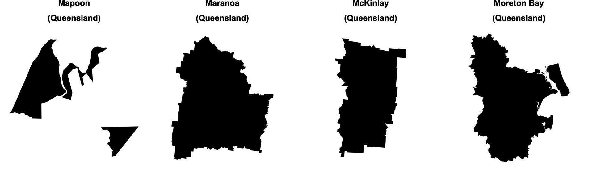 Mapoon, Maranoa, McKinlay, Moreton Bay outline maps vector