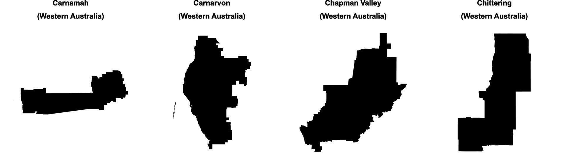 Carnamah, Carnarvon, Chapman Valley, Chittering outline maps vector