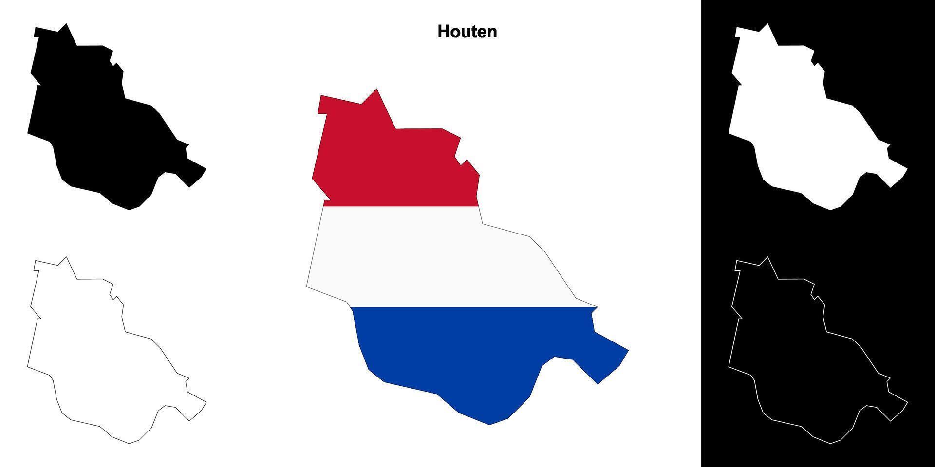 Houten blank outline map set vector