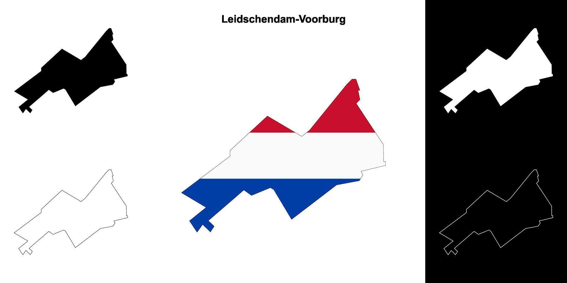Leidschendam-Voorburg blank outline map set vector