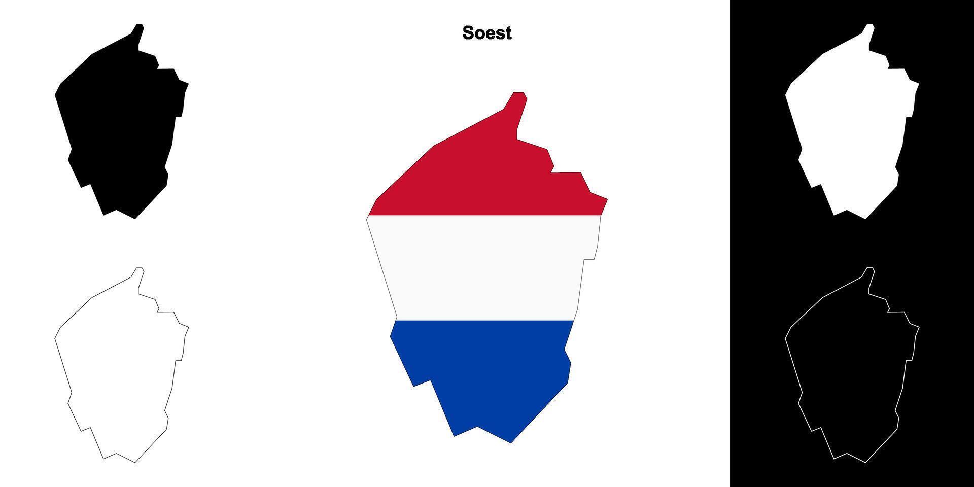 Soest blank outline map set vector