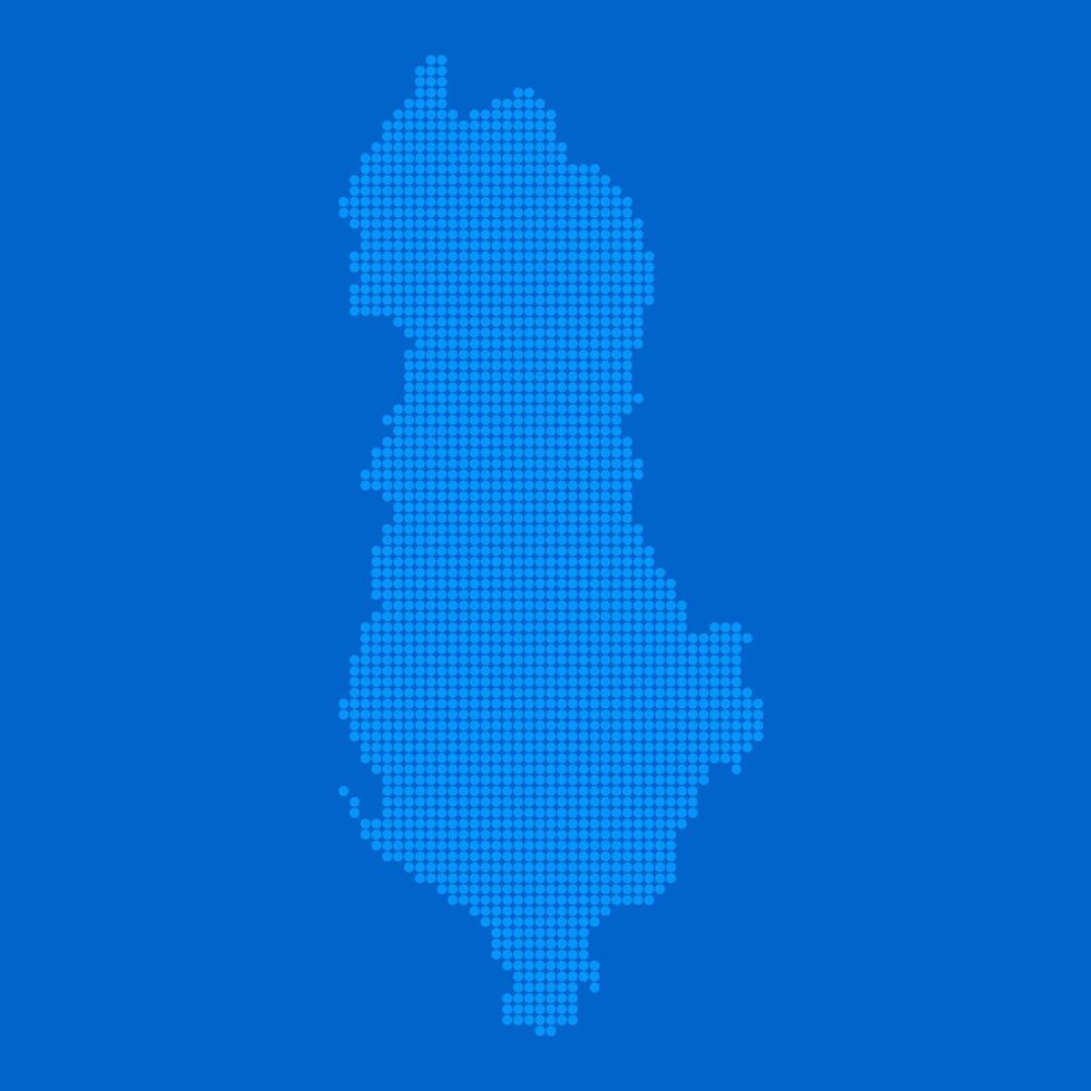 Blue halftone dot outline map background of Albania vector