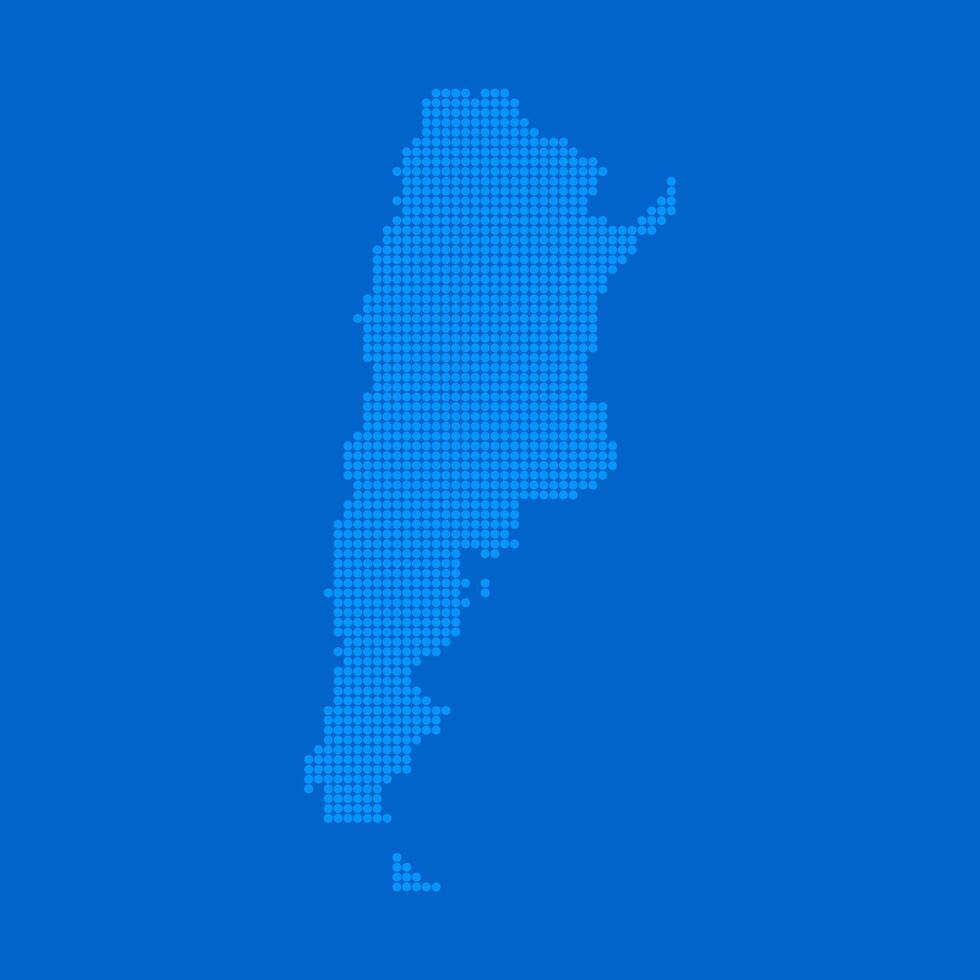 Blue halftone dot outline map background of Argentina vector