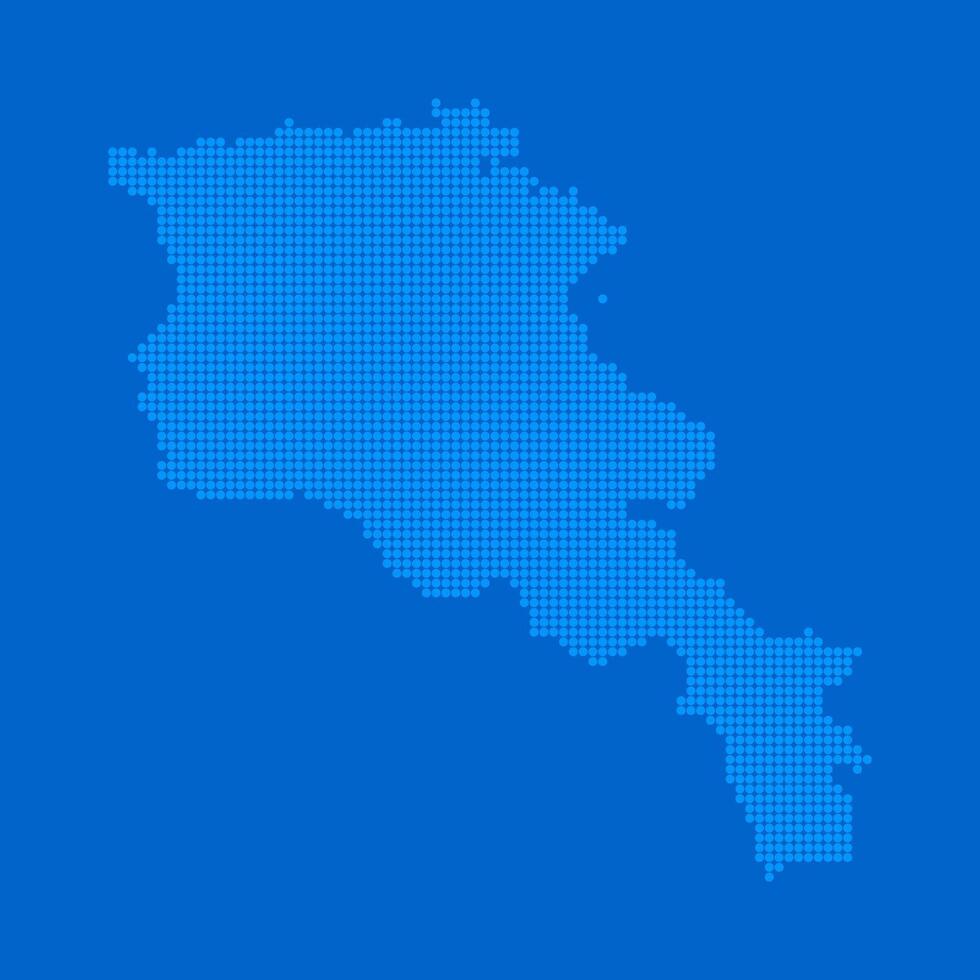 Blue halftone dot outline map background of Armenia vector