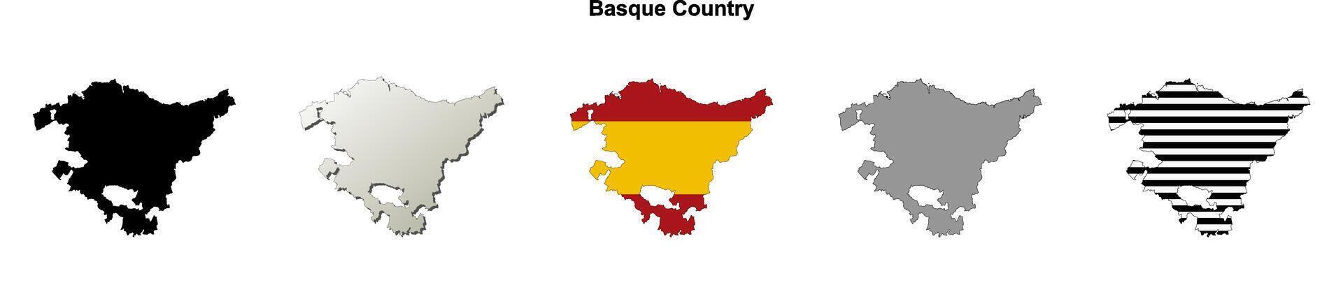 Basque Country outline map set vector