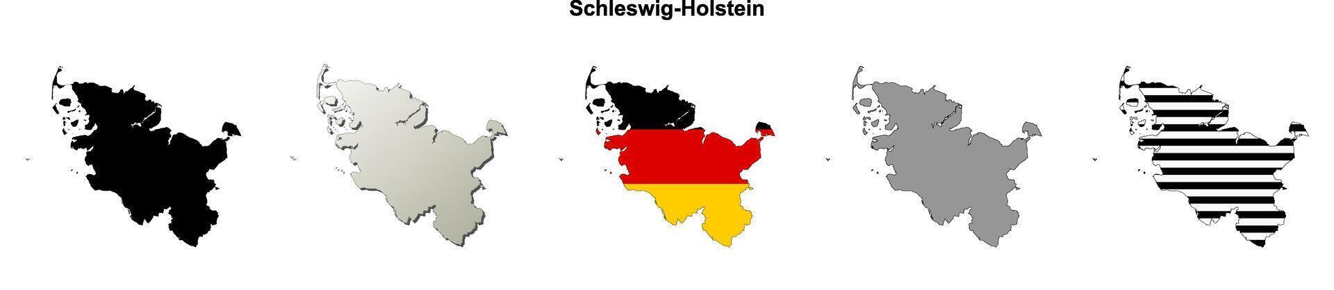 Schleswig-Holstein state, Germany outline map set vector