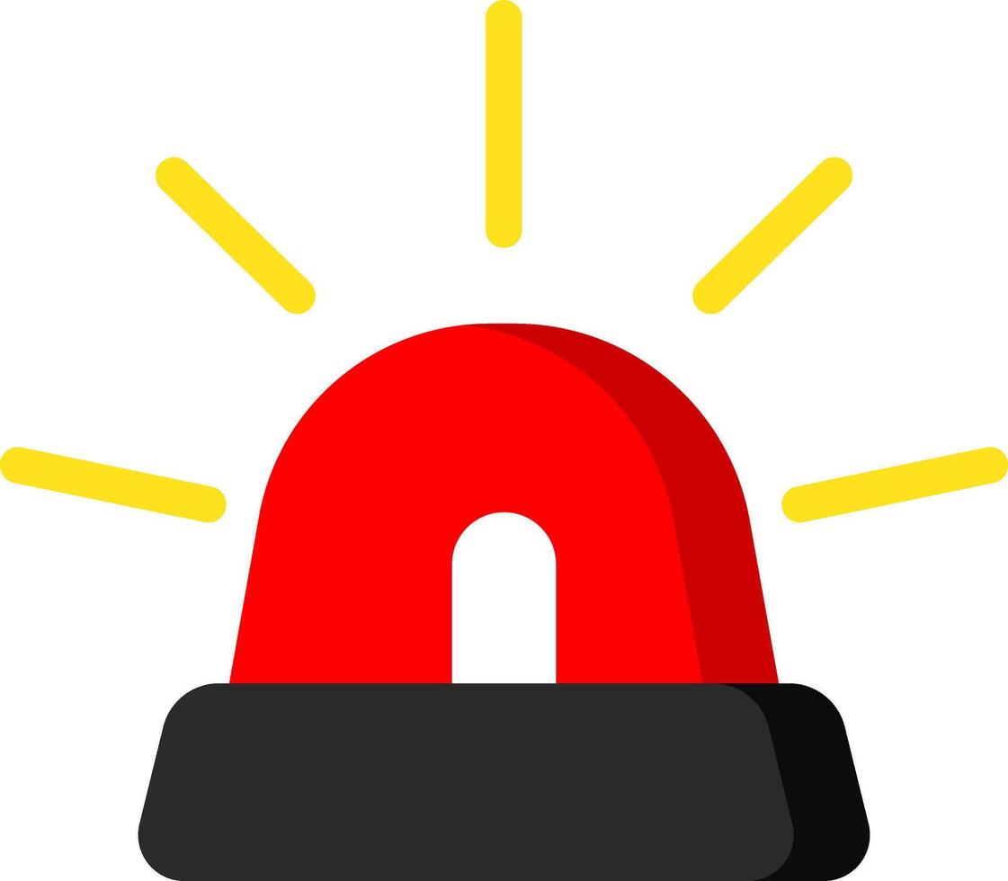 Red Siren Flat Icon Warning Sign vector