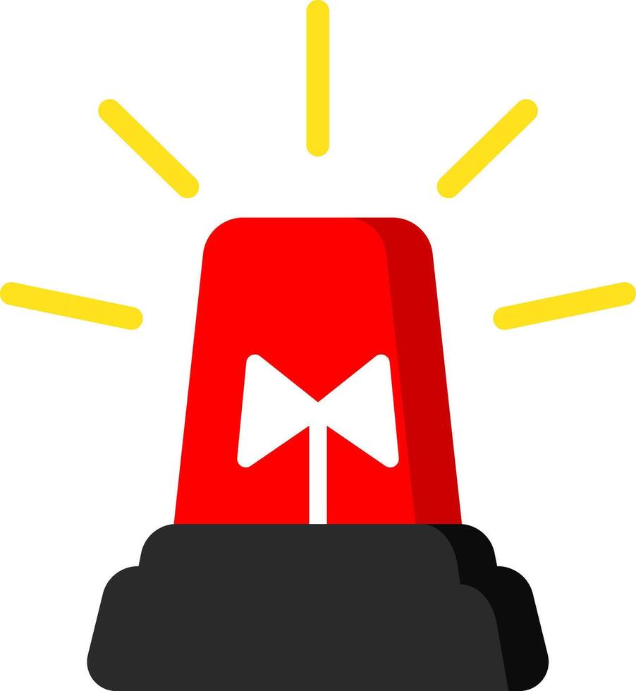 Flat Icon Red Siren Caution Symbol vector