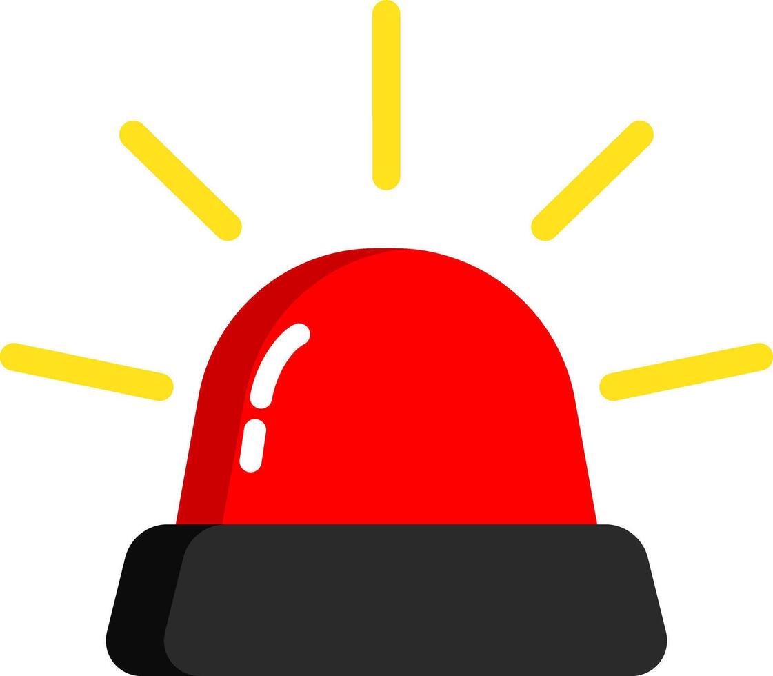 Red Siren Icon Flat Style Caution vector