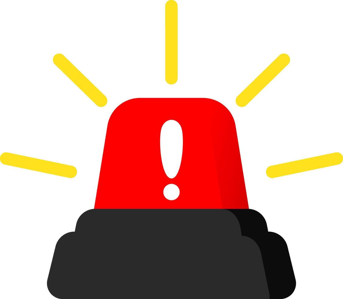 Siren Icon Flat Red Emergency Signal vector