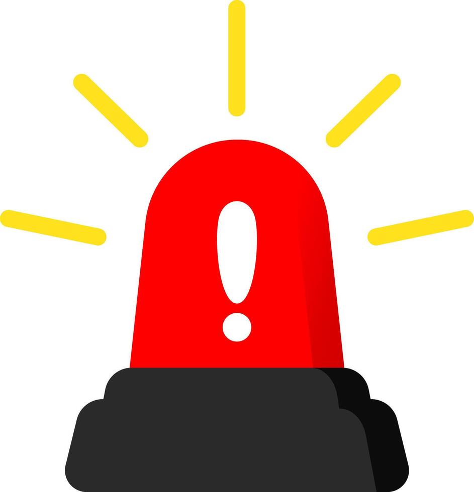 Flat Red Siren Icon Warning Sign Design vector