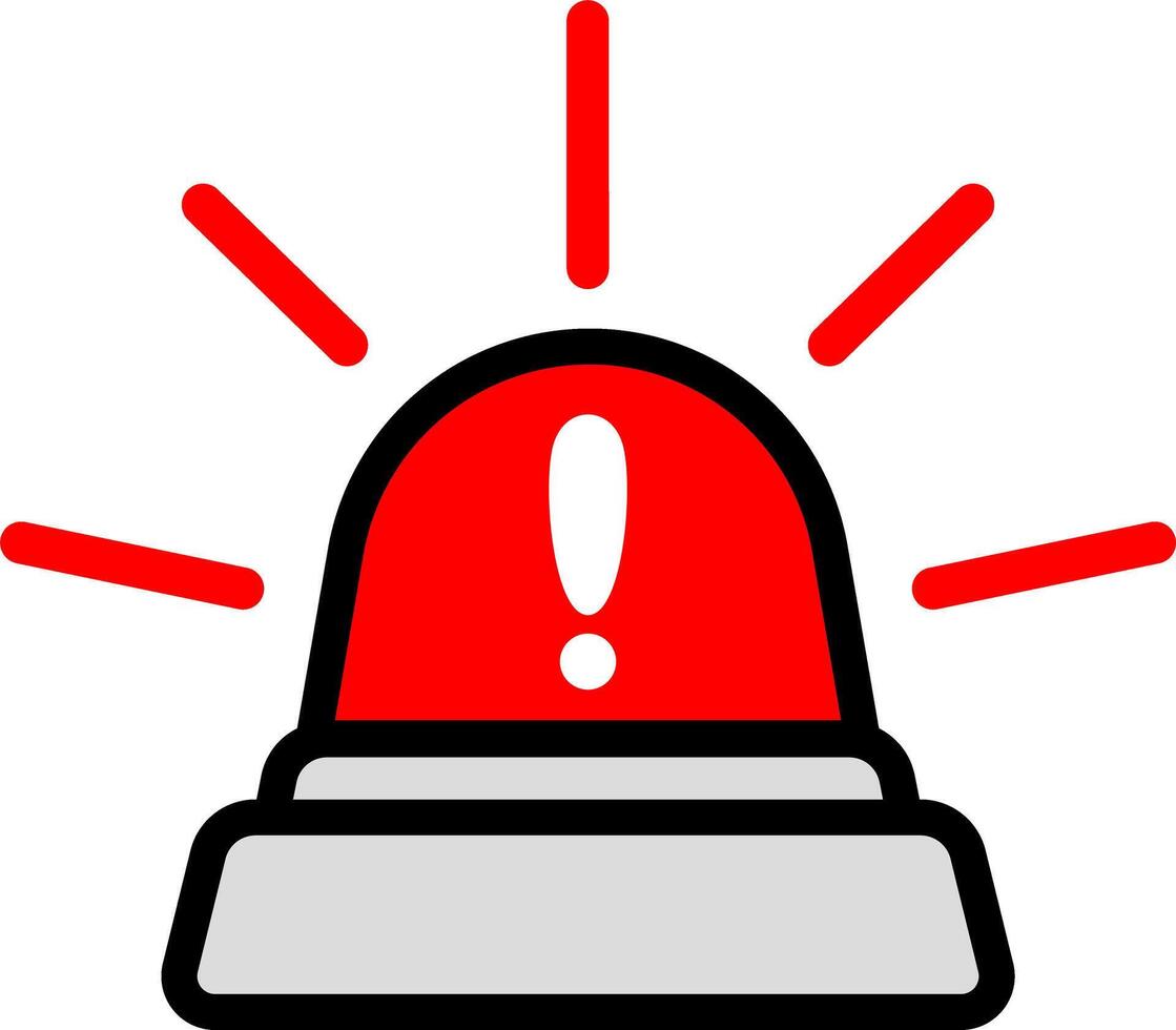 Minimalist Red Siren Icon With Lines vector