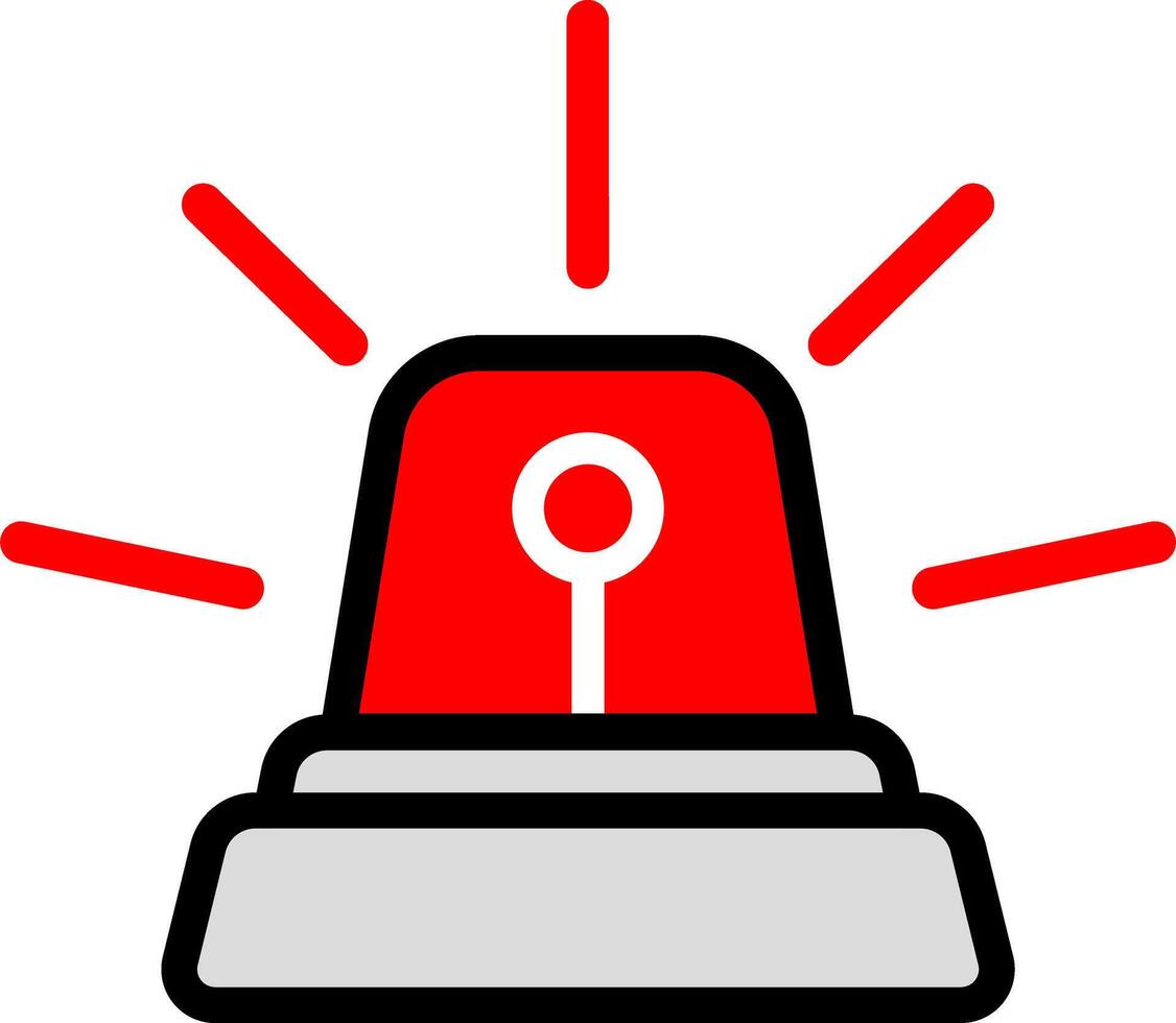 Caution Siren Icon With Black Lines vector