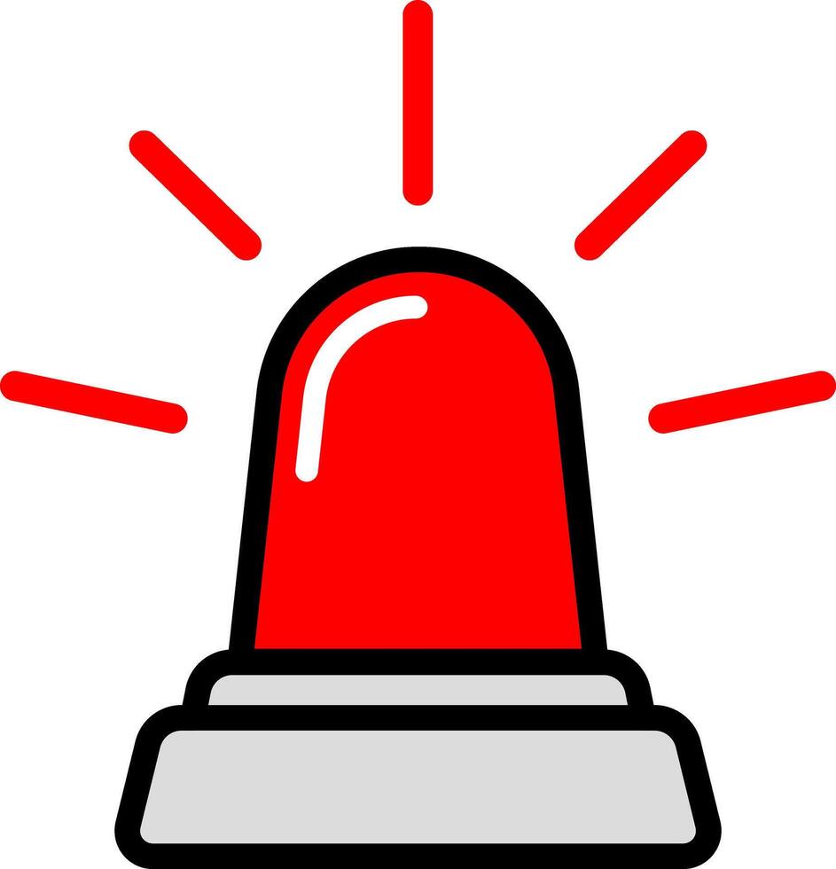 Black Line Siren Icon For Caution vector
