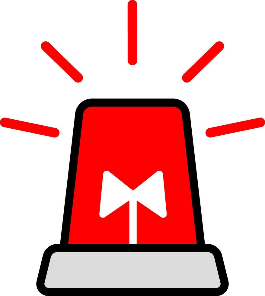Siren Red Line Icon For Alerts vector