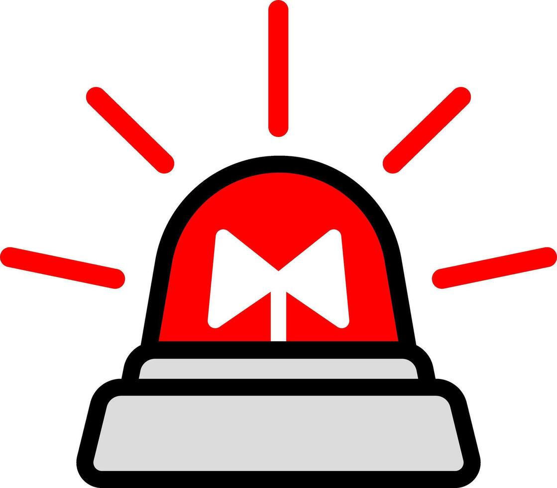 Black Line Siren On Red Background vector