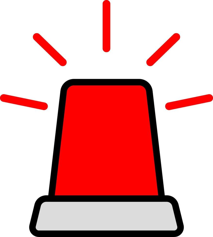 Black Line Siren Icon Red Color vector