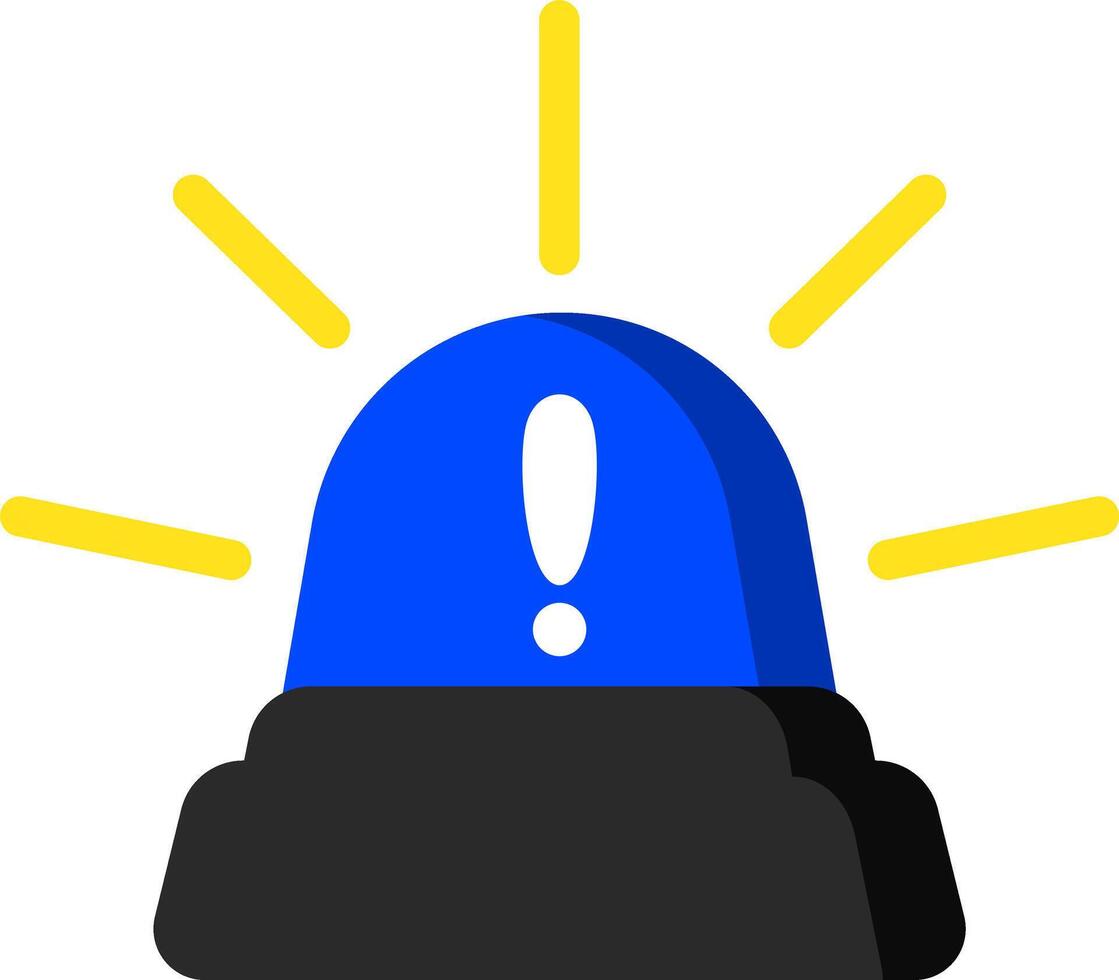 Blue Siren Icon Flat Caution Alert vector