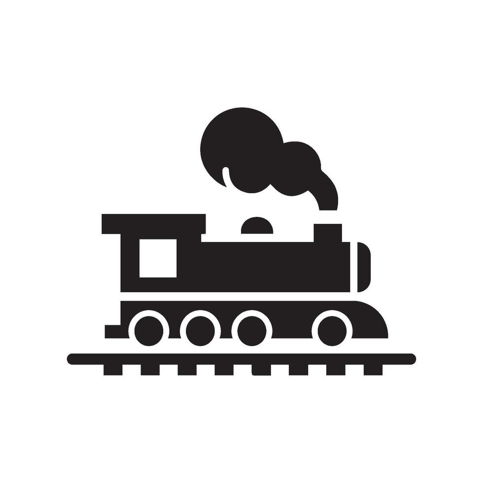 A black and white image of a train on a track vector
