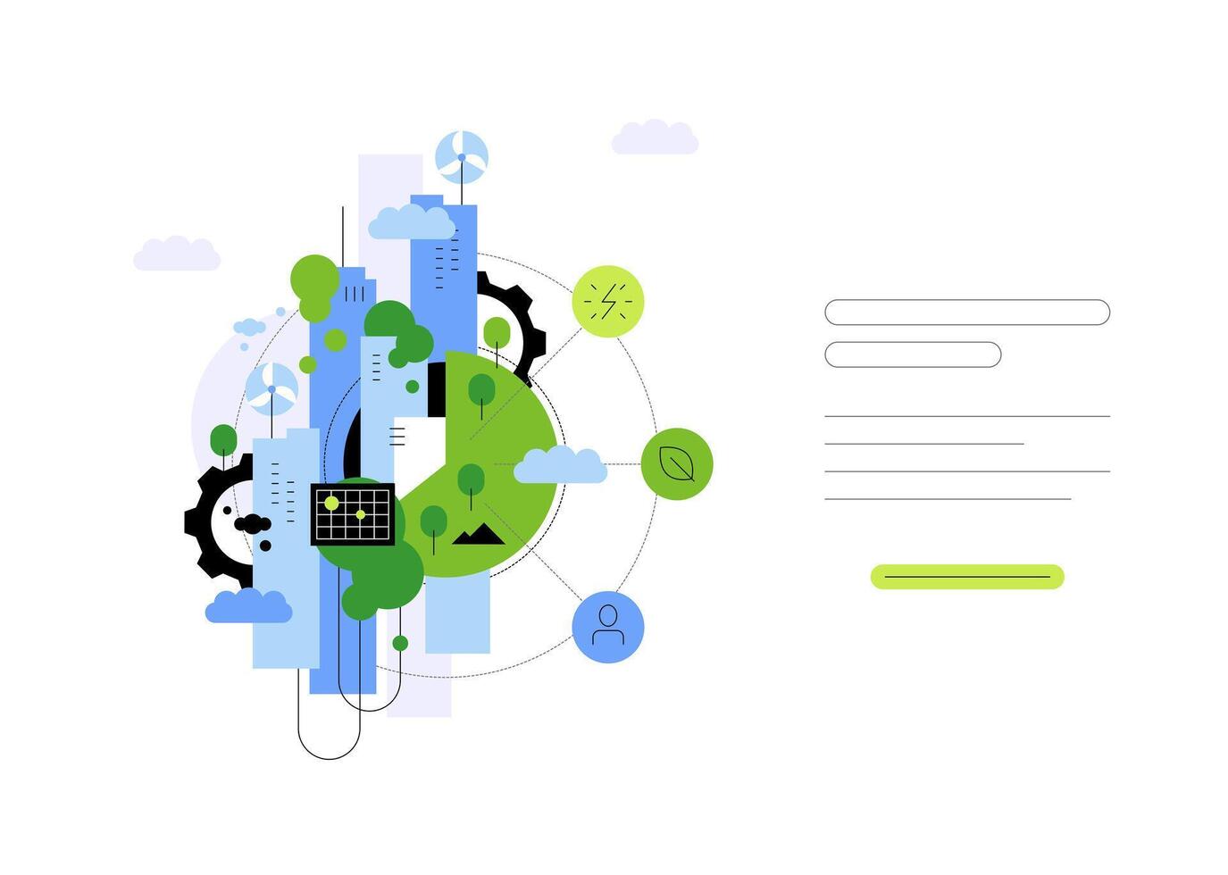 Urban ecosystem, city ecology and environment. Web banner template vector