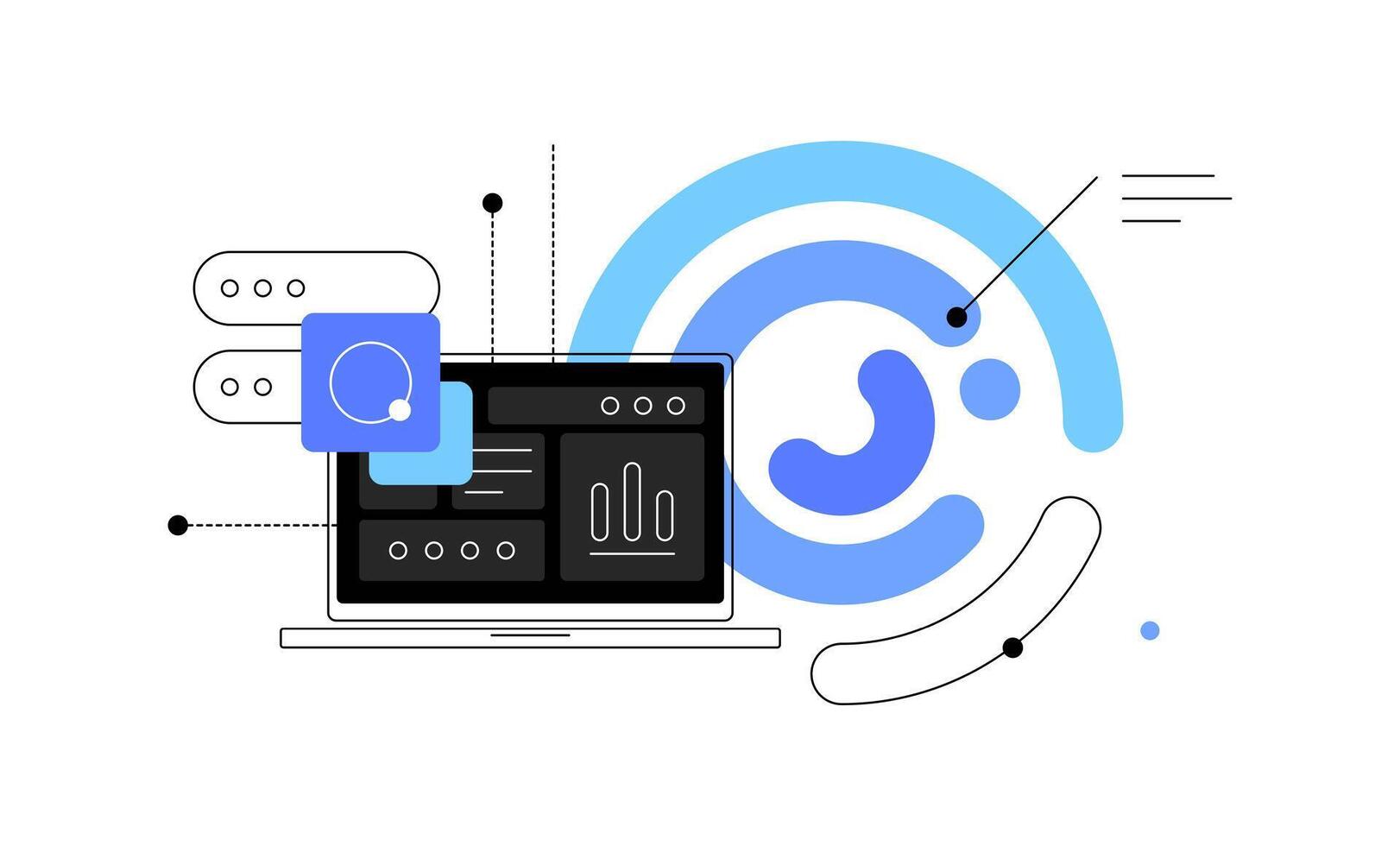 Big data and artificial intelligence. Flat illustration vector