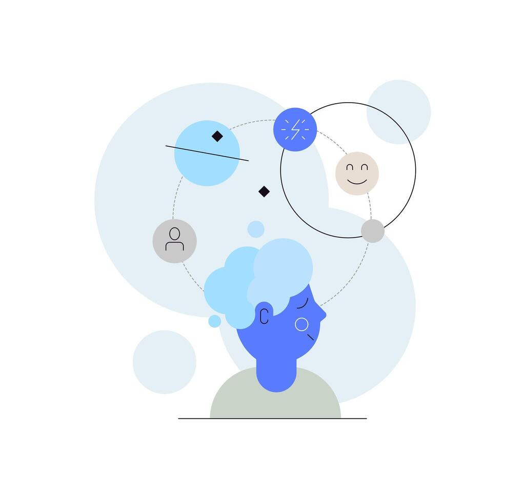 Mental health and balance. Wellbeing and personality vector