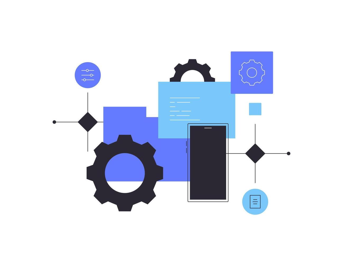 App development. Digital project. Simple flat graphics vector