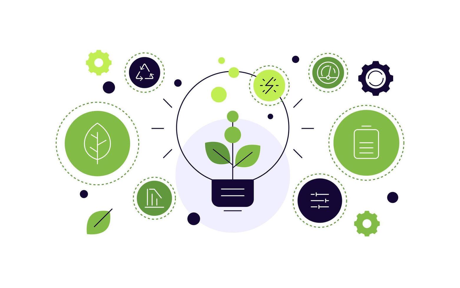 Innovations. Green alternative energy searching. Eco-friendly living concept vector