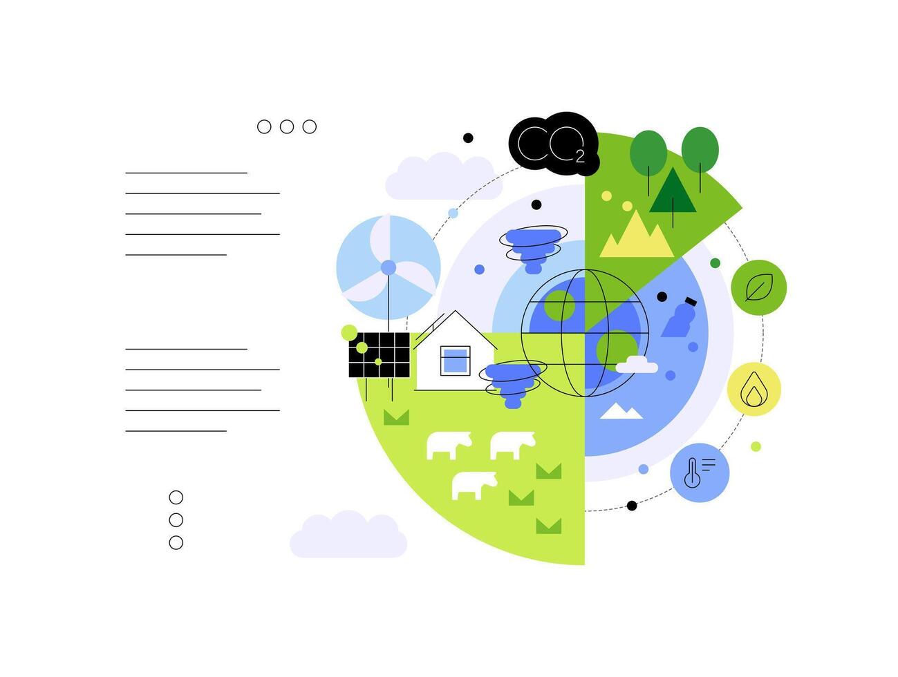 Natural disasters and climate changes. Ecological concept vector