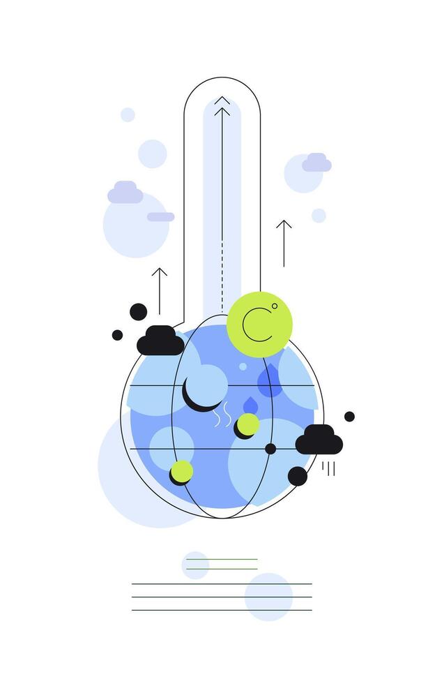 Global warming. Person with a thermometer and globe vector