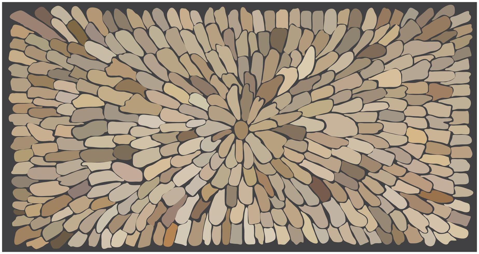 Driftwood Mosaic Rug with Earthy Tones and Natural Materials, Illustration Style. vector
