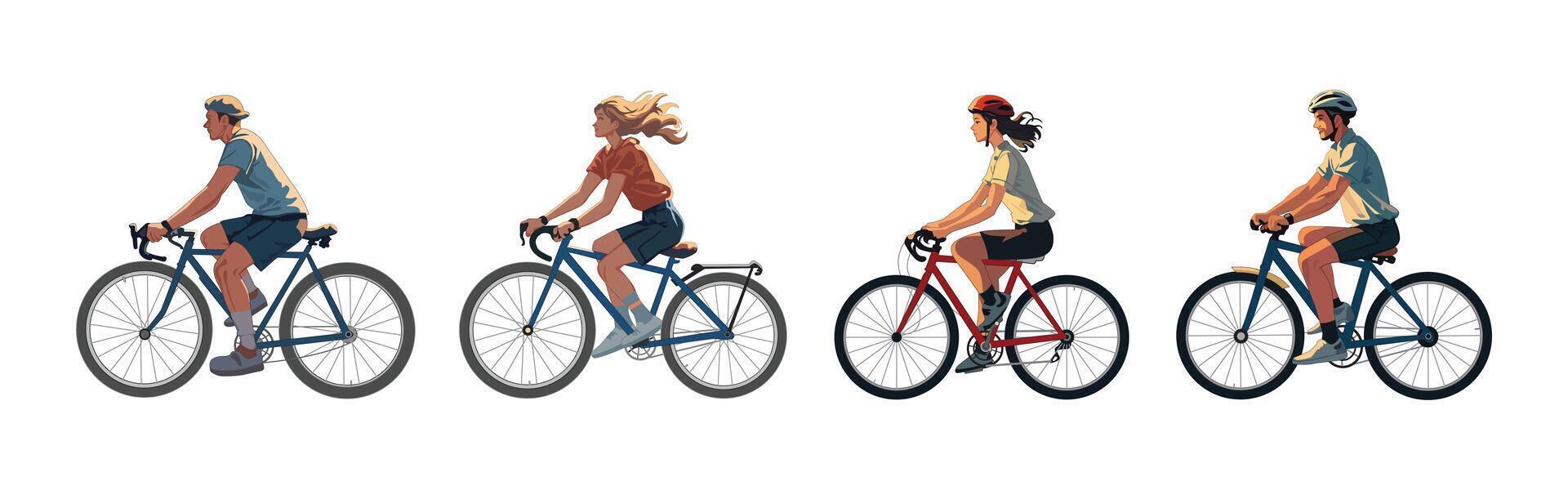 Cartoon bicyclist design illustration isolated on white background. vector