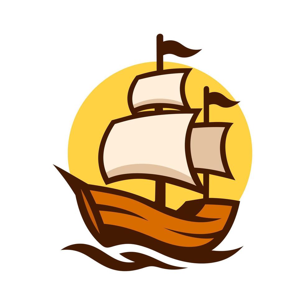 Sailing Ship Logo Design. Transportation Object Logo Illustration. vector