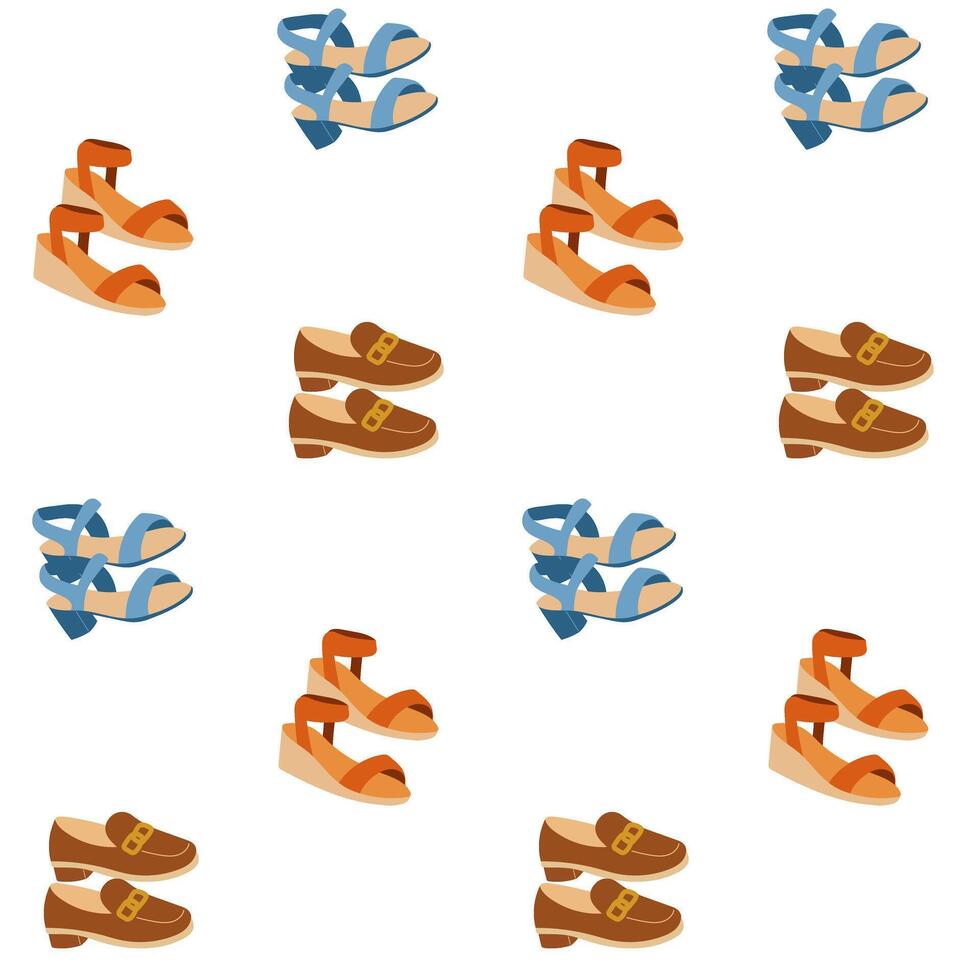 Seamless pattern for shoes store. Summer trendy women shoes. vector