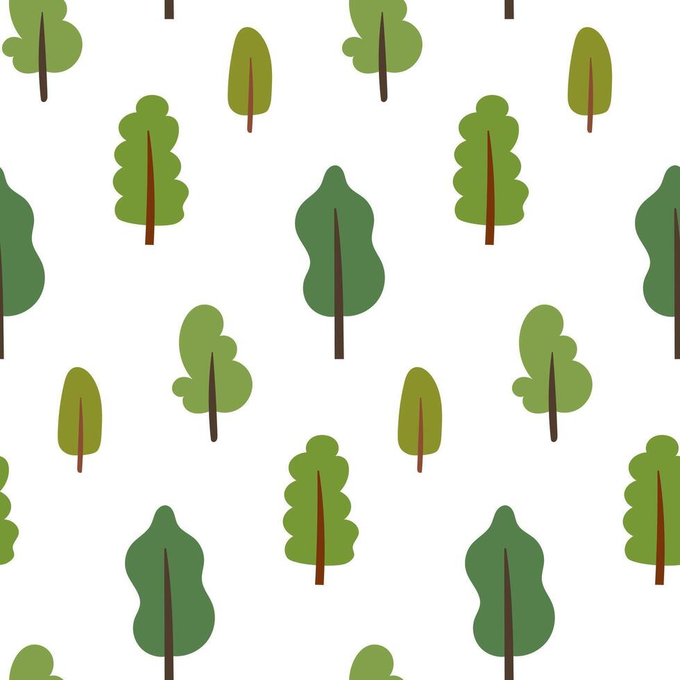 Forest trees seamless pattern. Hiking pattern. Camping background. vector