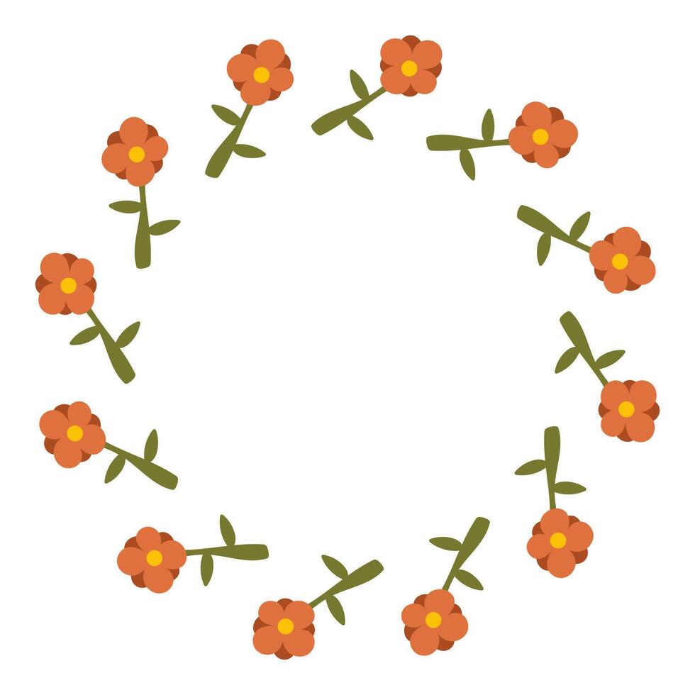 Simple flower wreath. Cute floral wreath with copy space. vector