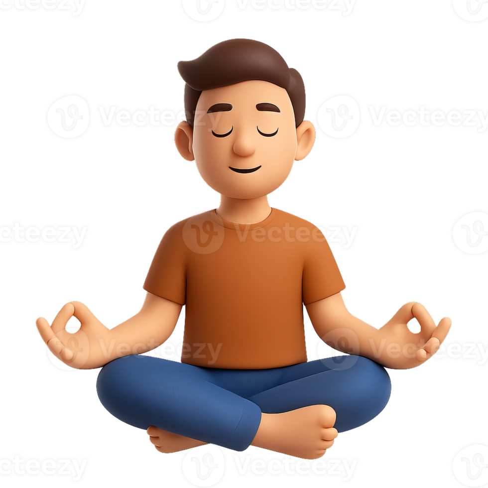 Serene 3D Character in Meditative Pose for Relaxation and Calmness png