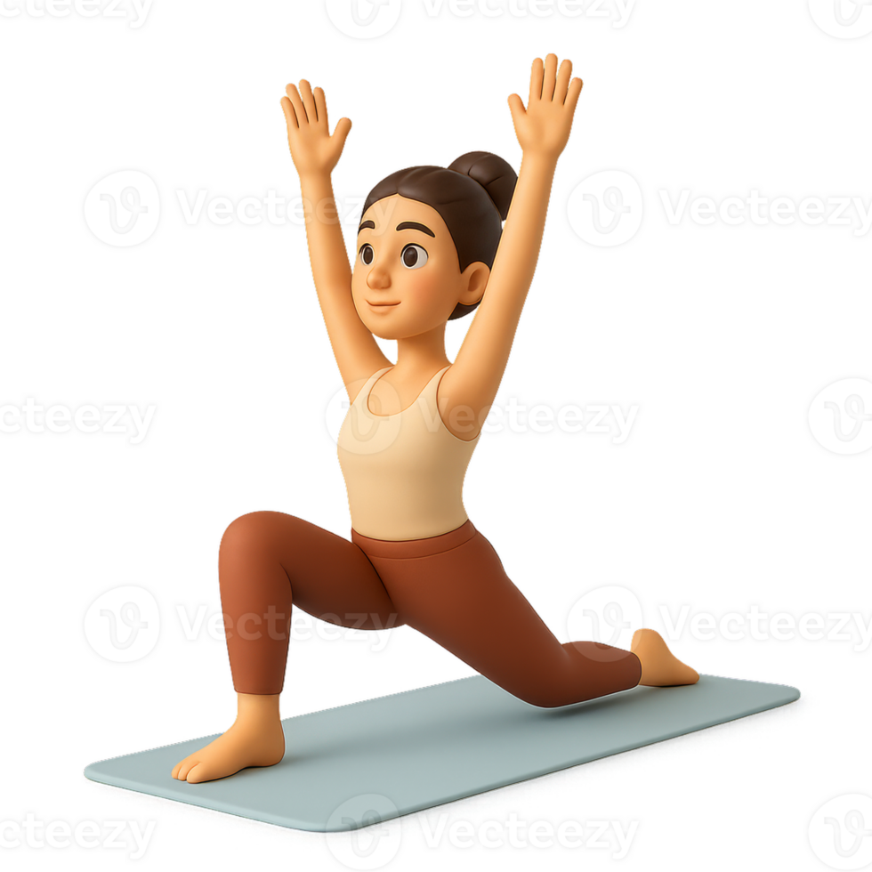 Morning Yoga Practice for Beginners in Simple Routine Illustration png