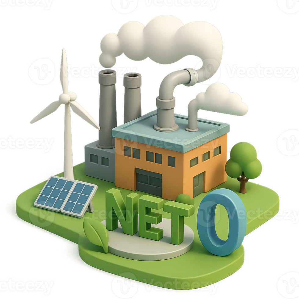Sustainable Energy Factory with Wind and Solar Elements png