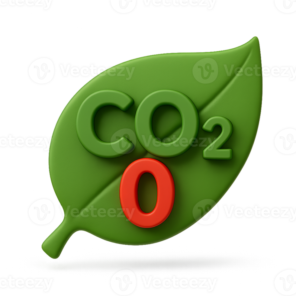 Green Leaf with CO2 and Zero Symbol for Climate Awareness Concept png