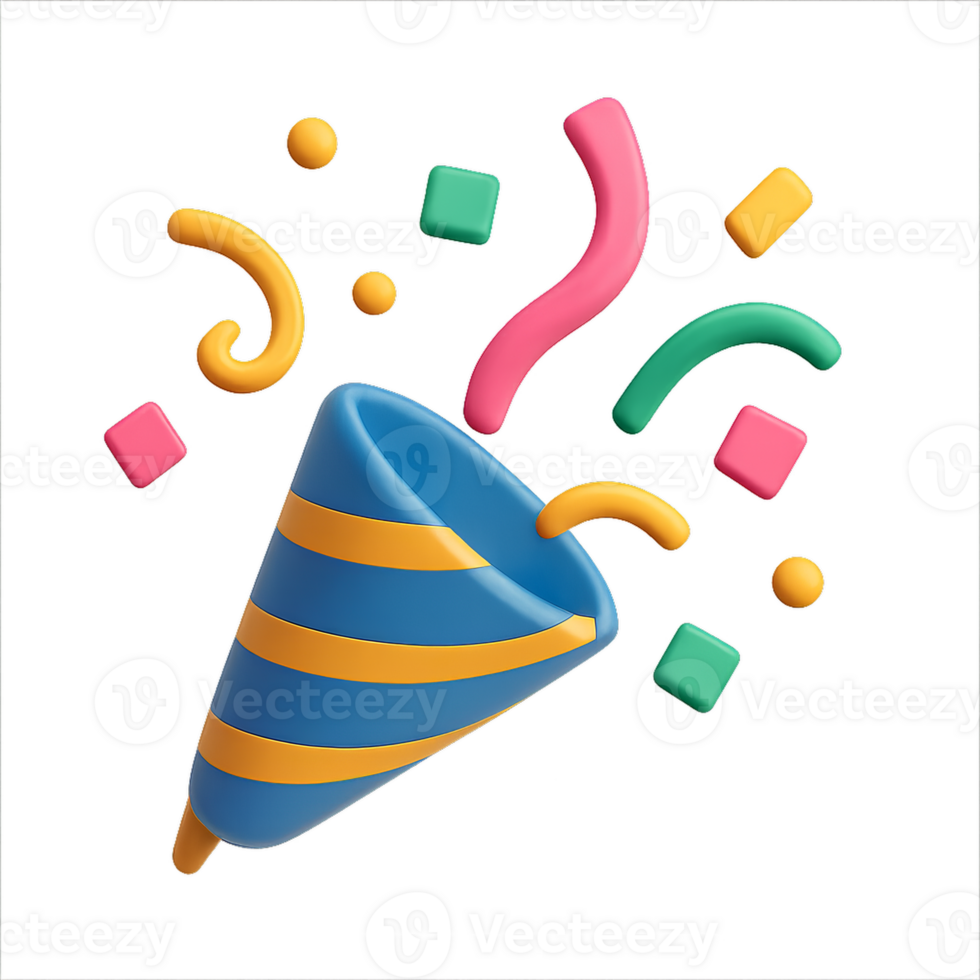 Colorful 3D Confetti Icon for Celebration and Party Themes png