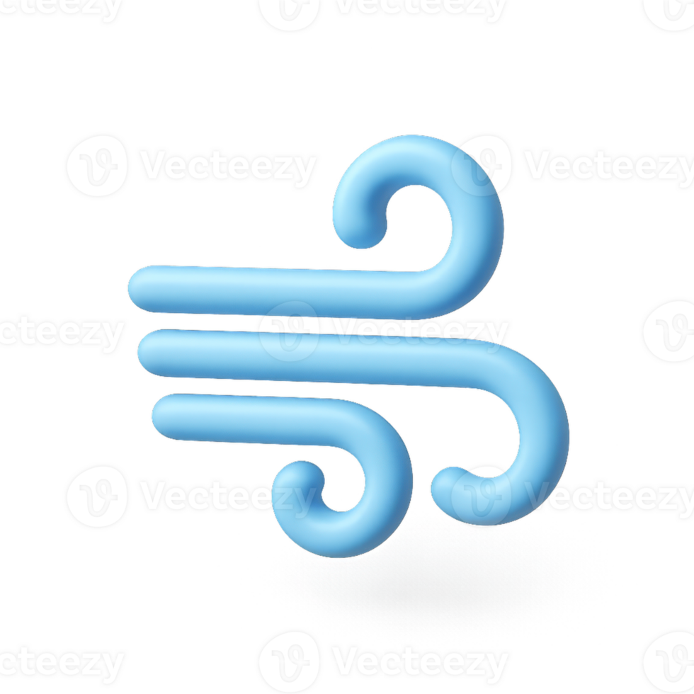 Simple 3D Wind Icon With Curved Lines and Soft Blue Color png