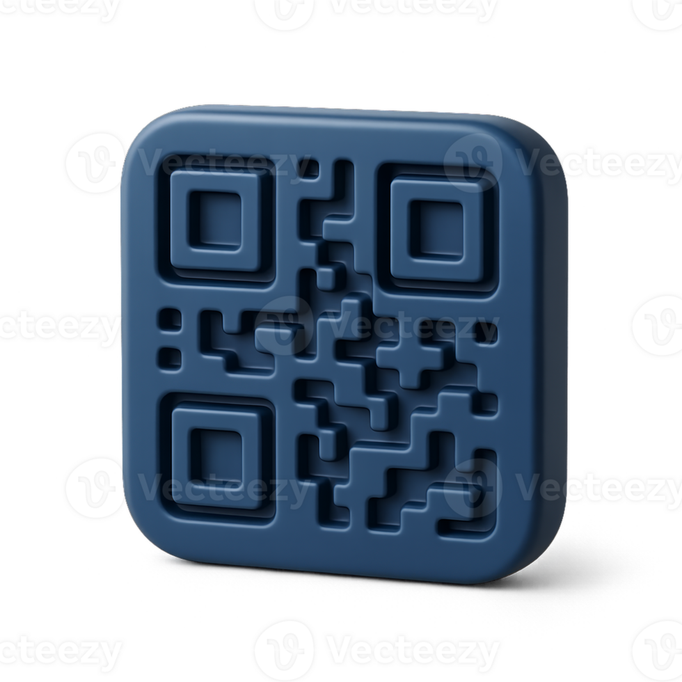 3D Blue QR Code Design for Simple Digital Interactions png