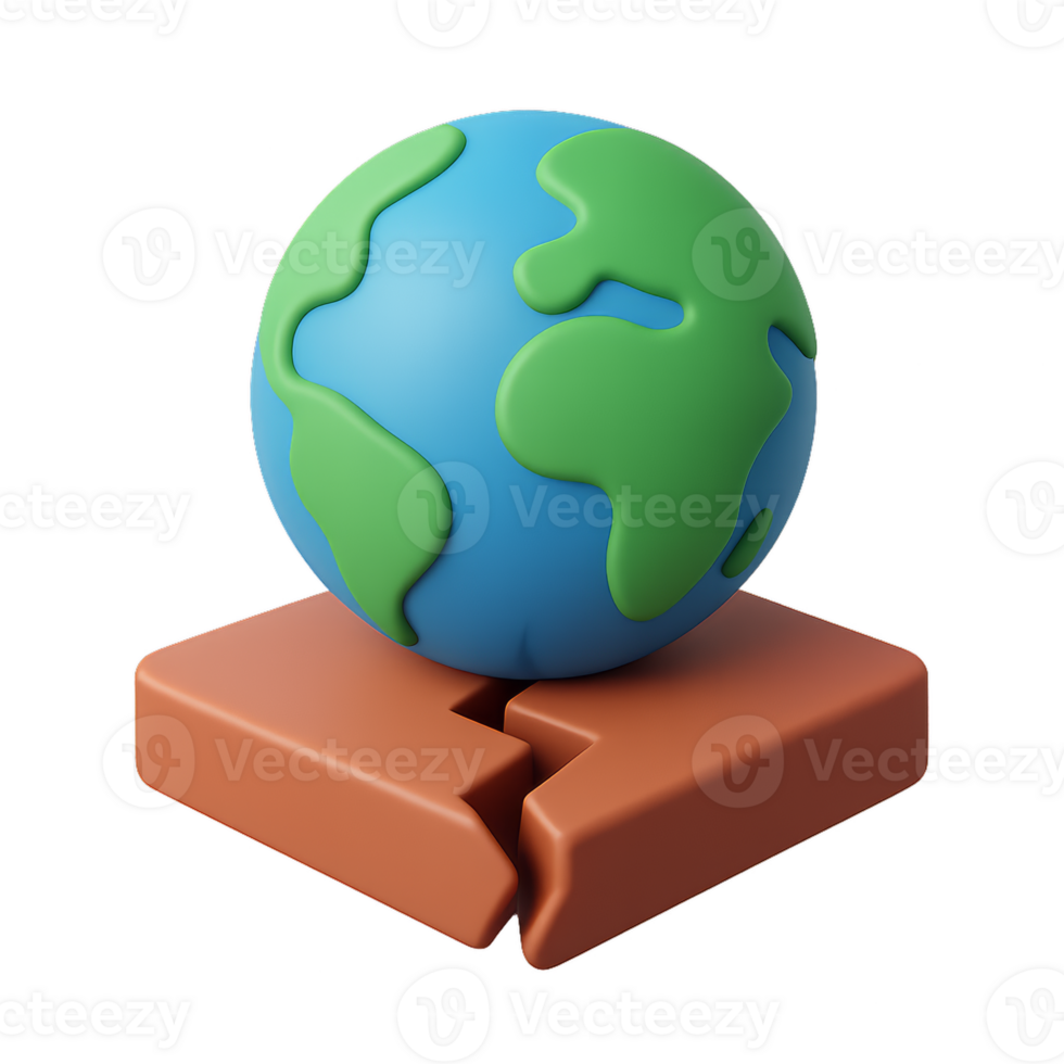 Colorful 3D Earth Model on Brown Base for Environmental Theme png